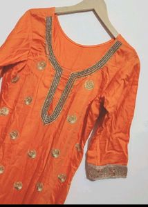 Orange🟠 Designer Plazo Suit &amp; Dupatta 38 Bust