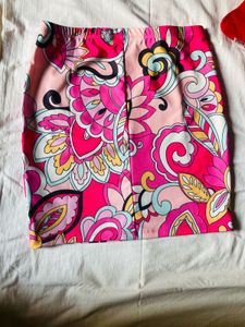 Cute Ethnic Motifs Printed Pink Pencil Mini Skirt