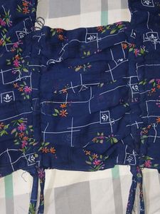 Navy Blue Korean Crop Top