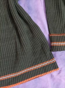 Green Ribbed Knit Sweater