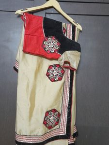 Golden Red Saree With Blouse
