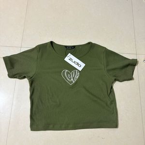 Zudio Green Crop Top With Tag