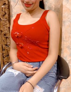 Red Cut Sleeves Top