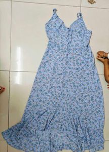 SHEIN Button High Low Long Dress