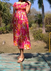 Bright Tiered Midi Dress