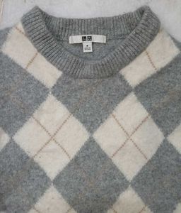 Argyle Pattern Cropped Sweater
