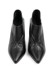 Chic Black Leather Kitten Heel Booties