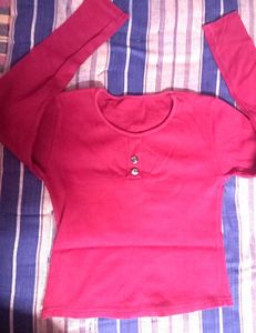 Combo Of Red And Blue Long Sleeve Henley Top