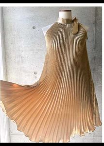 Pleated Gold Dress