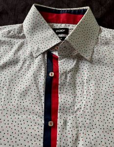 White Patterned Long Sleeve Shirt