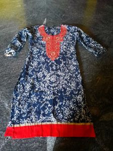 Blue & White Printed Kurti