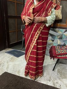 Elegant Red & Gold Sari