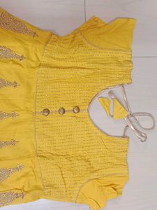 Yellow Embroidered Anarkali Dress