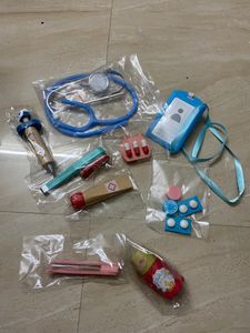 Wooden doctor Set With Working Stethoscope - 12 Pcs