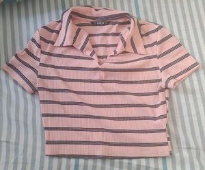 Pink Collared Crop Top