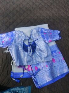 White &amp; Blue Saree