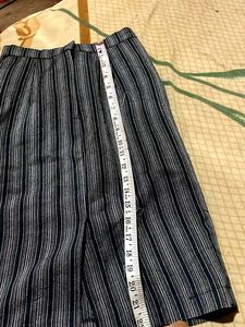 Striped Midi Korean Office Look Skirt