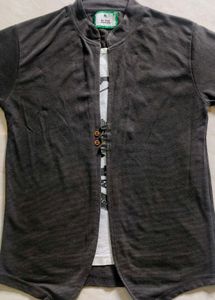 Dark Grey Button-Up Cardigan