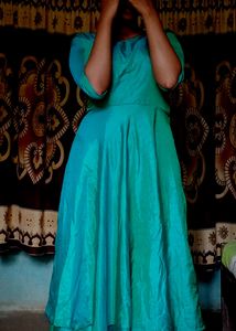 Peacock 🦚 Blue Double Layered Flair Dress
