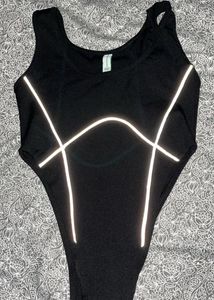 Contrast Reflective Panel Bodysuit newme
