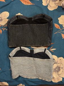 Denim Bustier Crop Tops (Set of 2)