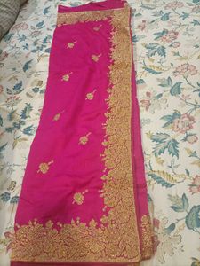 Rich Pink Golden Border saree