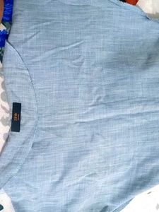 Light Blue Button-Down Dress with Belt