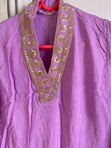 Lavender Trendy V-Neck Kurta Pant