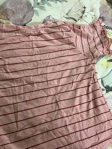 Pink Striped Ruffle Sleeve Top