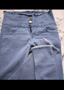 Blue Women Denim Straight Slim Jeans