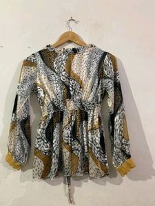 Nude Printed Short Frock