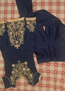 Elegant Navy Blue Embroidered Indian Outfit