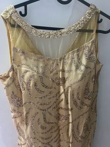 Designer Straight Fit Golden Party Gown