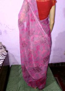 Pink Printed Saree