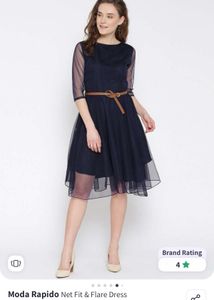 Navy Blue Fit And Flare Dress