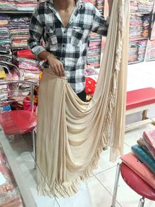 Beige Ruffle Saree