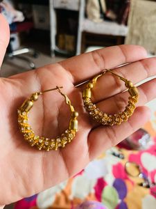 Gold & Crystal Hoop Earrings