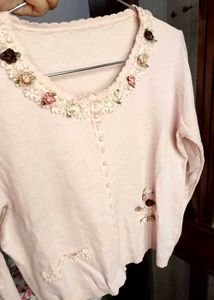 Pearls &amp; Flowers embellished Sweater