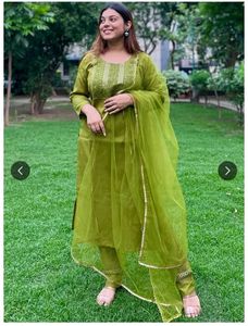 Green Embroidered Kurta Set