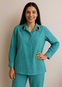Turquoise Embellished Two-Piece Co-ord Set