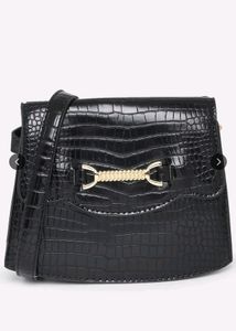 Twenty Dresses Black Textured Structured Bag..