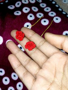 Red Rose Dangle Earrings