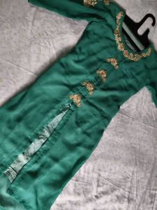 Green &amp; Gold Embellished Kurti