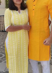 Yellow Embroidered Kurta SIZE 36 TO 38