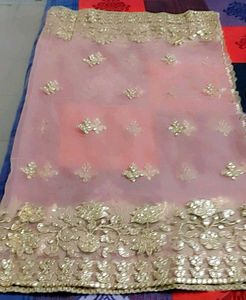 Peach Golden Party wear Dupatta