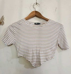 Off White Stripped Crop Top