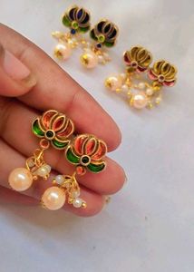 Lotus Pearl Drop Earrings (3sets)
