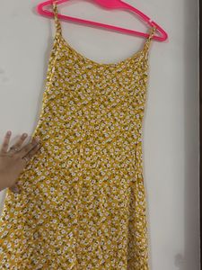 Mustard Floral Aline Dress