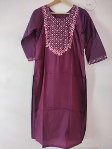 Purple Embroidered Kurta Trouser with Dupatta Set
