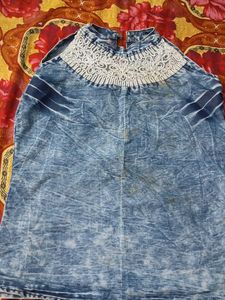 Denim Lace Halter Top
